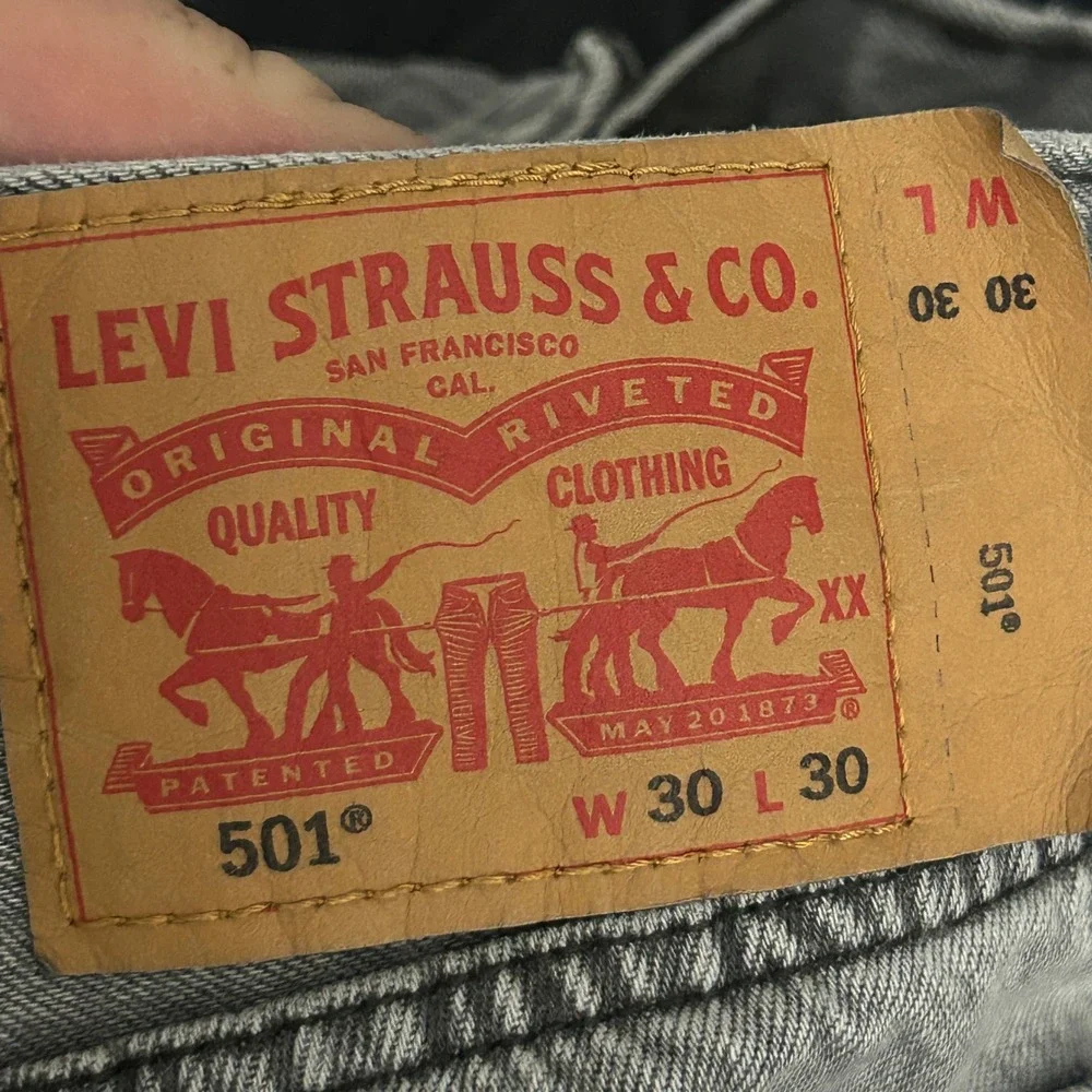 Levis 501 Original Fit Mens Grey Straight Leg Denim Jeans W30 L30